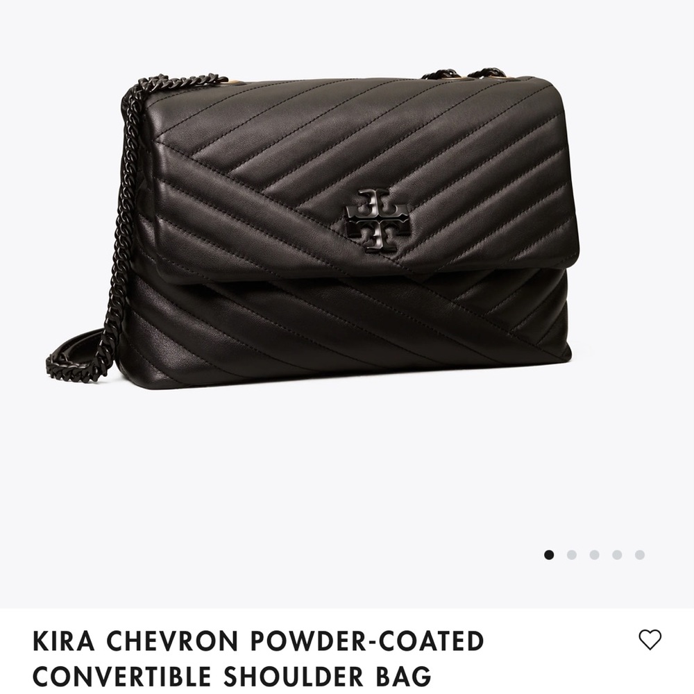 Kira Chevron Powder Coated All Black Tory Burch Purse